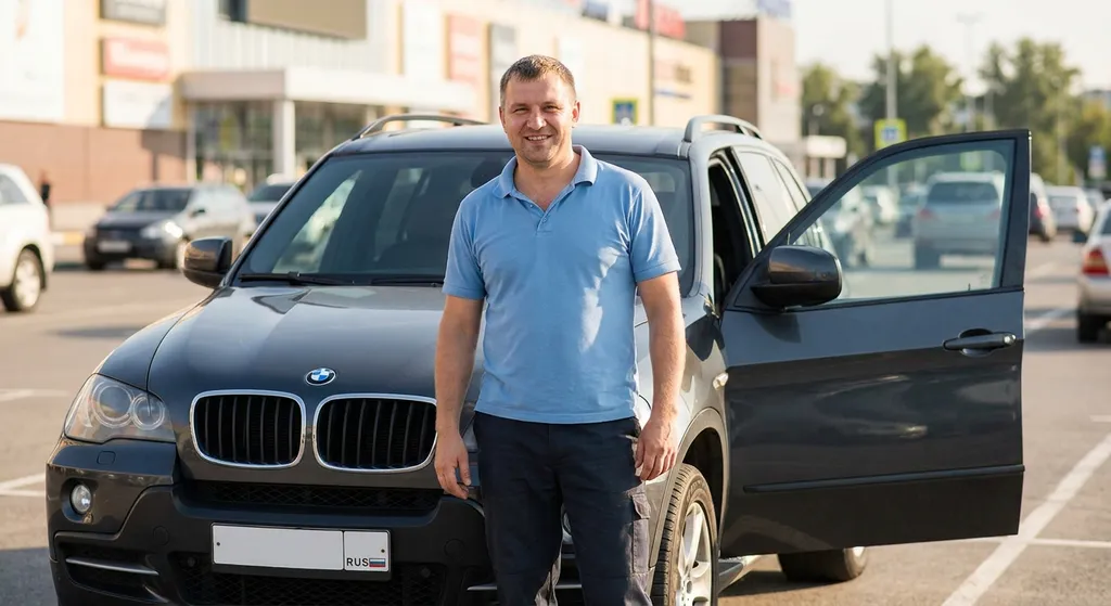 Мастер у открытого автомобиля